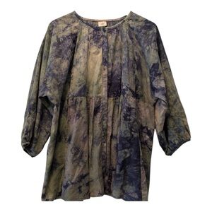 Boho Tie-Dye Tunic Blouse | Cottagecore Peasant Top Size Medium‎ Whimsigoth